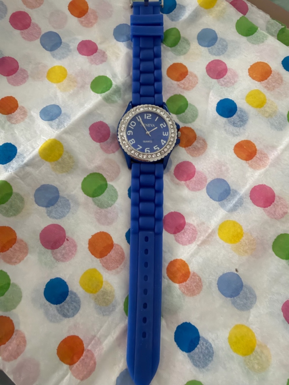 Geneva Royal Blue Silicone Watch with Crystal Accent